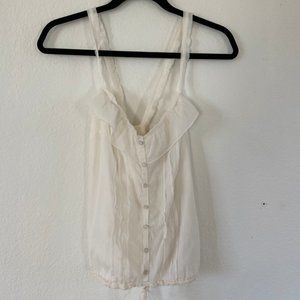 Abercrombie A&F White Button Ruffle Strappy Blouse